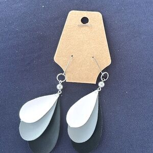 Faux leather 3 layer multi color earrings